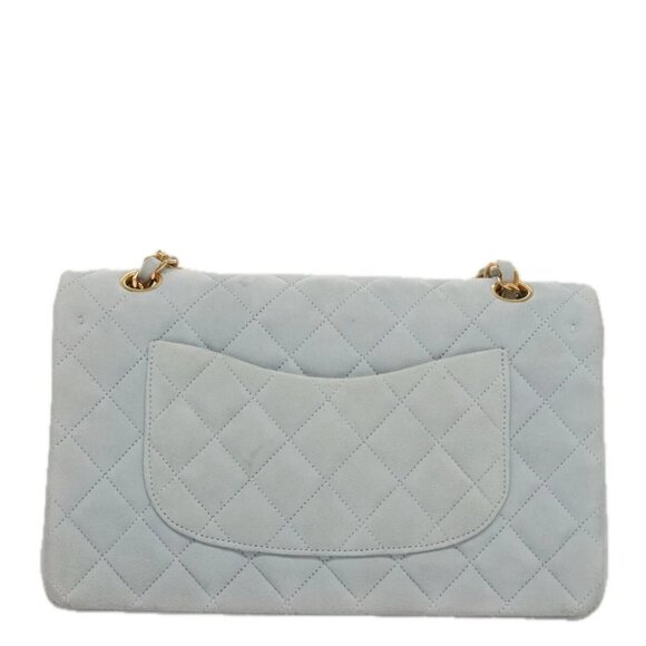 CHANEL Matelasse Chain Shoulder Bag Suede Light Blue Gold CC Auth 106433AV - Picture 2 of 16